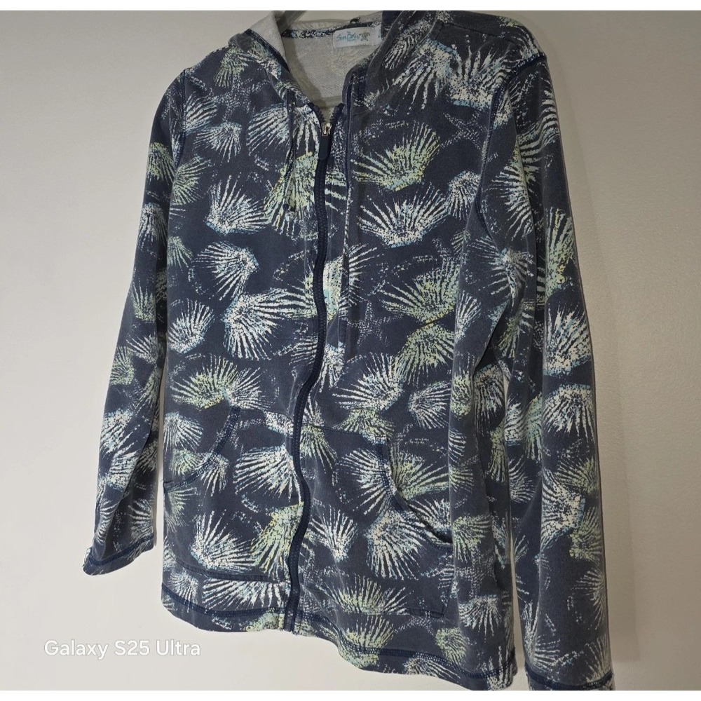 Vtg Sun Bay Missy Women's XL Hoodie Beach Palm Trees Tropical Blue/white 1990's